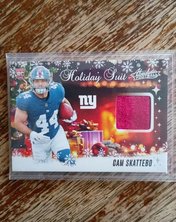 2025 Panini Absolute Football #HS-CSO Cam Skattebo Holiday Suit Patch — front