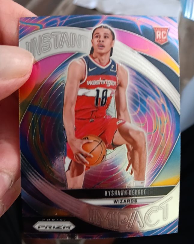 2024-25 Panini Prizm #19 Kyshawn George Instant Impact Silver Prizm Rookie Card — front