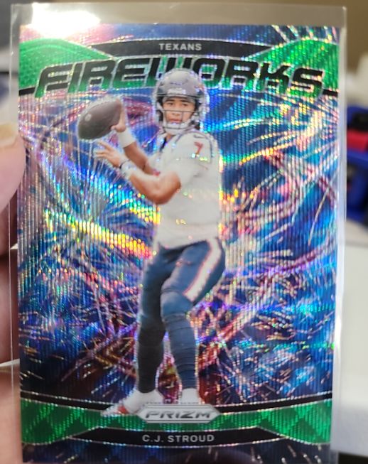 2024 Panini Prizm Fireworks #3 C.J. Stroud Green Wave Prizm Houston Texans — front