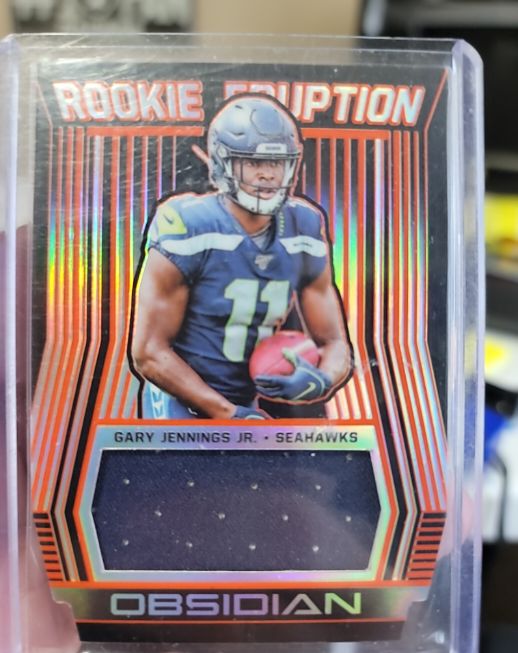 2019 Panini Obsidian #RE-33 Gary Jennings Jr. Rookie Eruption Patch — front