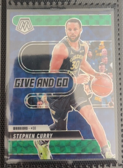 2024-25 Panini Mosaic #9 Stephen Curry Give and Go Green Mosaic — front