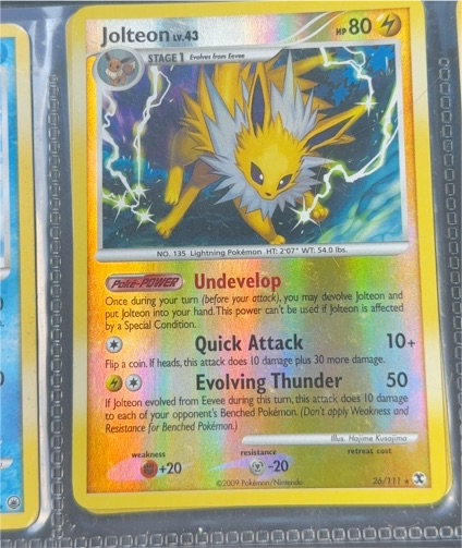 2009 Pokémon Rising Rivals #26 Jolteon LV.43 — front