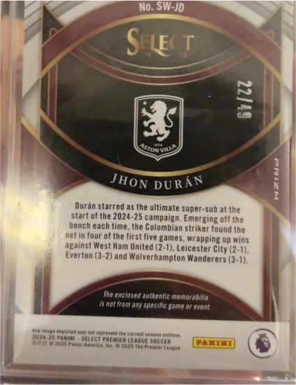 2024 Panini Select Premier League #SW-JD Jhon Durán — front