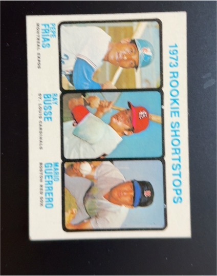 1973 Topps #607 Rookie Shortstops Pepe Frias Ray Busse Mario Guerrero — front
