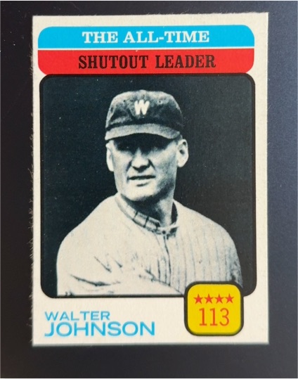 1973 Topps #476 Walter Johnson The All-Time Shutout Leader — front