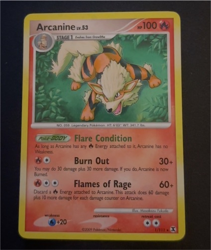 2009 Pokémon Platinum Rising Rivals #1 Arcanine — front