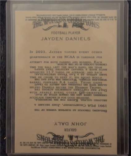 1991 Topps The World's Champions #3 Jayden Daniels — front