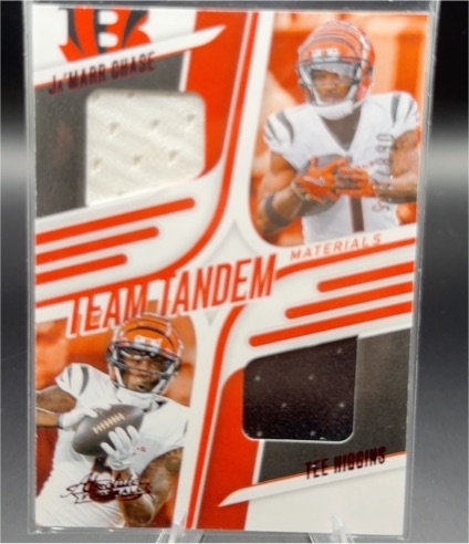 2025 Panini Absolute #TTM-CHI Ja'Marr Chase & Tee Higgins Team Tandem Materials — front