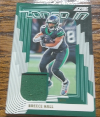 2025 Panini Score Zoned In #ZON-BHL Breece Hall Patch Jersey Relic — front