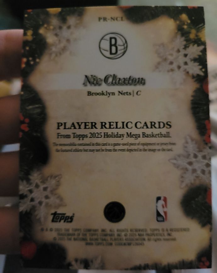 2025 Topps Holiday Mega Basketball Player Relic Nic Claxton — front