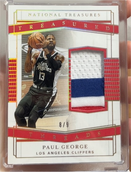 2020-21 Panini National Treasures Treasured Threads #TTH-PG Paul George — front