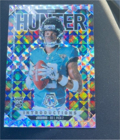 2025 Panini Mosaic #7 Travis Hunter Introductions Silver Prizm — front