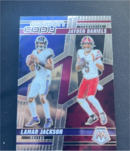 2025 Panini Mosaic Carbon Copy #CCO-10 Lamar Jackson & Jayden Daniels — front