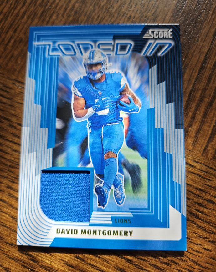 2025 Panini Score #ZON-DMY David Montgomery Zoned In Jersey Patch Relic — front