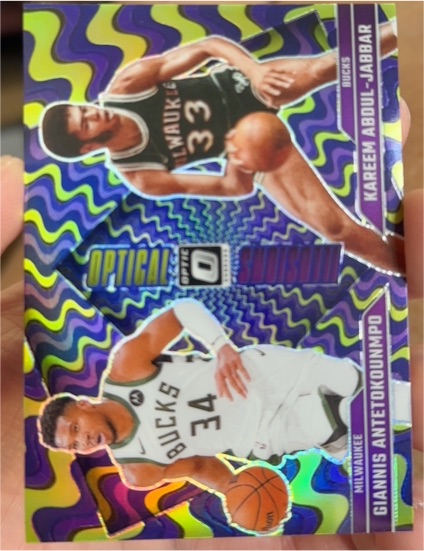 2024 Donruss Optic Optical Illusions Kareem Abdul-Jabbar/Giannis Antetokounmpo — front