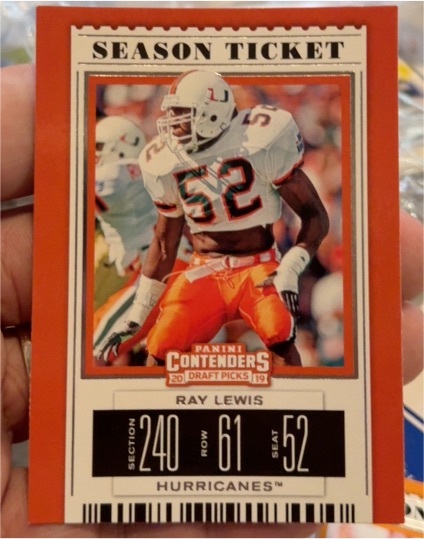 2019 Panini Contenders Draft Picks Season Ticket #84 Ray Lewis — front