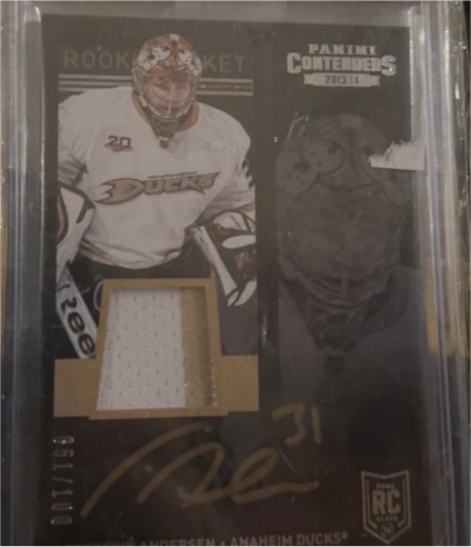 2013-14 Panini Contenders Rookie Ticket #RC Frederik Andersen — front