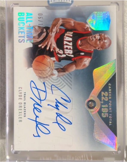 2020-21 Panini Impeccable Clyde Drexler All-Time Buckets Auto #06/10 — front