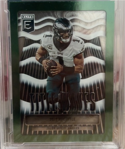 2023 Panini Donruss Elite #TW-10 Jalen Hurts Title Waves Green — front