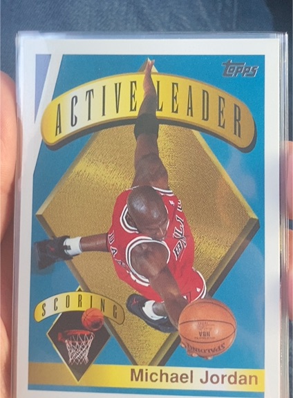 1995-96 Topps Active Leader Scoring #1 Michael Jordan — front