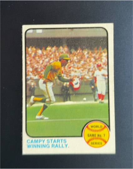 1973 Topps #209 Bert Campaneris Campy Starts Winning Rally — front