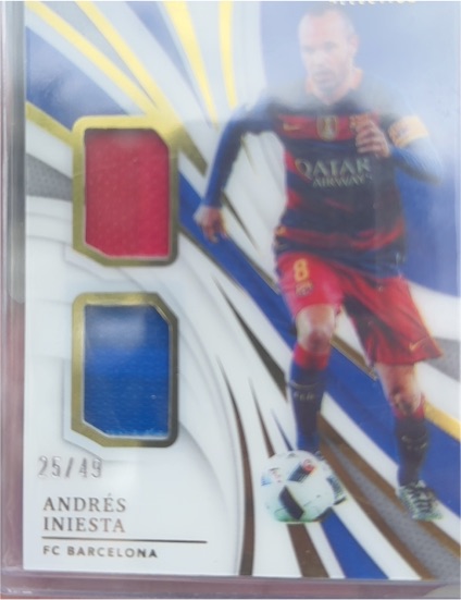 2016 Panini Immaculate Collection Soccer Dual Patch #25/49 Andrés Iniesta — front