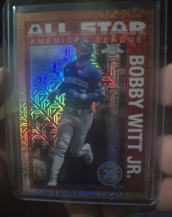 2025 Topps Series 2 1990 Topps Chrome Silver Pack All-Stars #90ASC-50 Bobby Witt Jr. — front