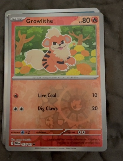 2025 Pokémon SV Destined Rivals #027 Growlithe — front
