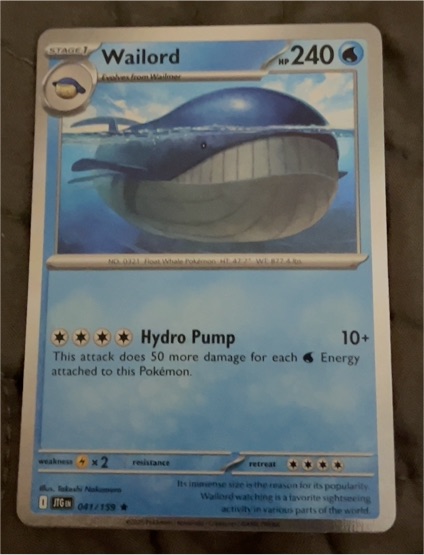 2025 Pokémon SV09: Journey Together #041 Wailord — front