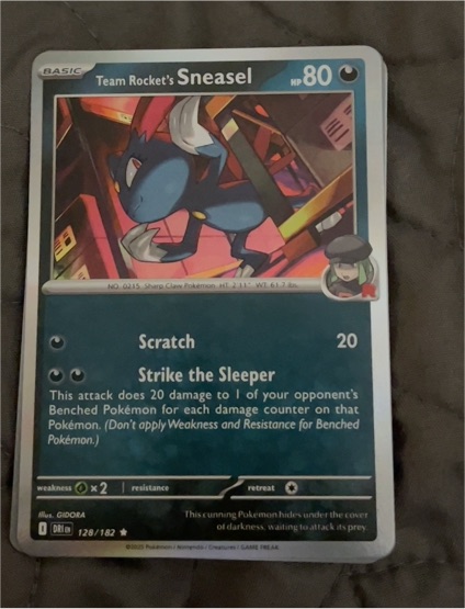 2023 Pokémon SV10: Destined Rivals #128 Team Rocket's Sneasel — front