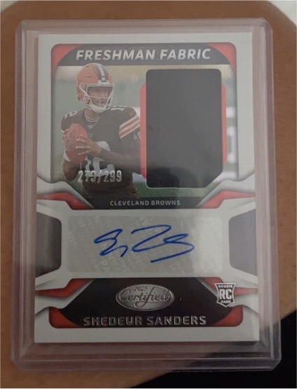 2025 Panini Certified Freshman Fabric #Shedeur Sanders — front