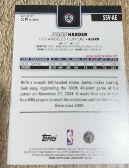 2025-26 Topps Holiday #SSV-AE James Harden — front