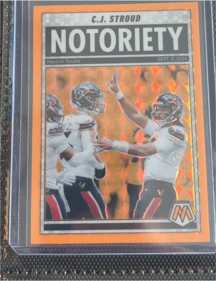 2025 Panini Mosaic #5 C.J. Stroud Notoriety Orange Fluorescent — front