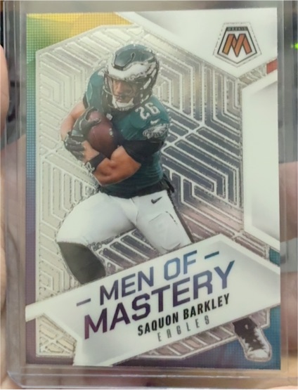 2025 Panini Mosaic #10 Saquon Barkley Men Of Mastery — front