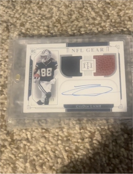 2020 Panini National Treasures NFL Gear #RSC-CL CeeDee Lamb Rookie Patch Auto — front