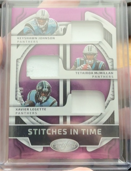 2025 Panini Certified Stitches in Time Keyshawn Johnson/Tetaairoa McMillan/Xavier Legette — front