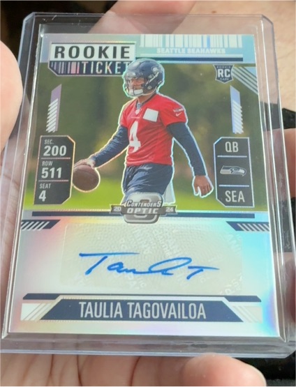 2024 Panini Contenders Optic #143 Taulia Tagovailoa Rookie Ticket Auto — front