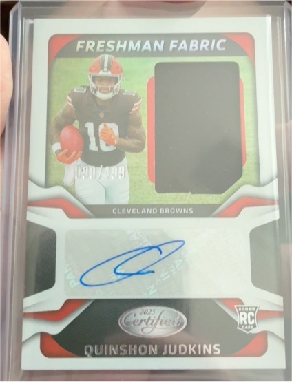 2025 Panini Certified Freshman Fabric #FBC-QJS Quinshon Judkins — front