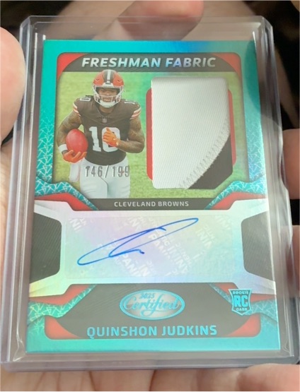 2025 Panini Certified Freshman Fabric #FBC-QJS Quinshon Judkins — front