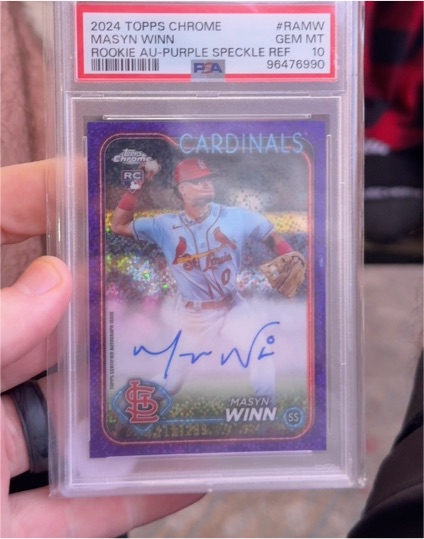 2024 Topps Chrome #RA-MW Masyn Winn Rookie Autograph Purple Speckle Refractor — front