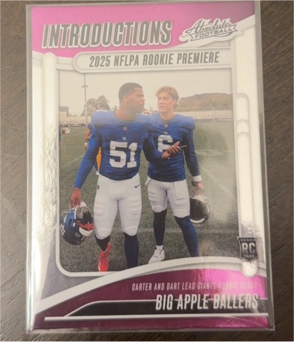 2025 Panini Absolute Introductions #I-ACR Big Apple Ballers Abdul Carter & Jaxson Dart — front