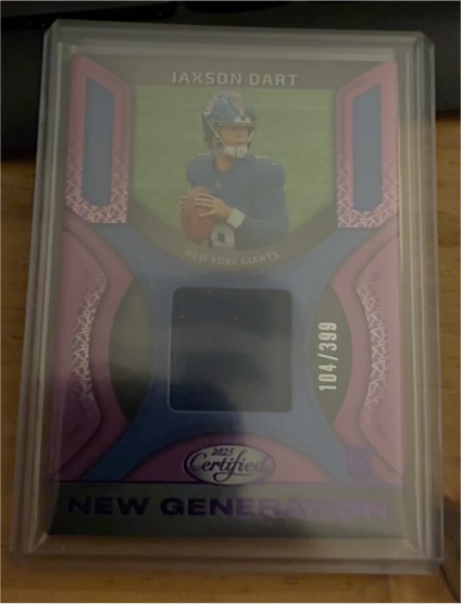 2025 Panini Certified #NGJ-JBE Jaxson Dart New Generation Patch — front
