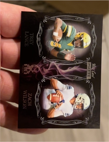 2021 Wild Card Matte #MDG-2 Trey Lance / Zach Wilson Dueling Guns — front
