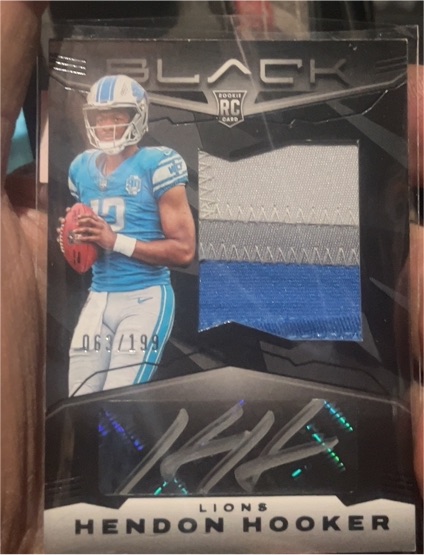 2023 Panini Black #217 Hendon Hooker Rookie Patch Auto — front