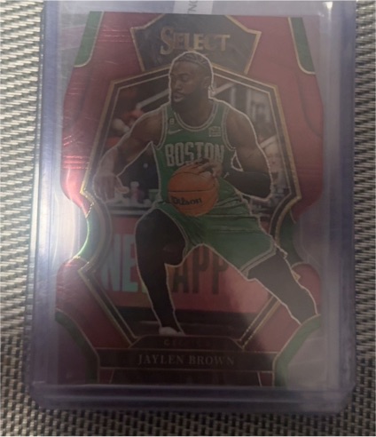2022-23 Panini Select #132 Jaylen Brown Premier Level Red Cracked Ice Celtics — front