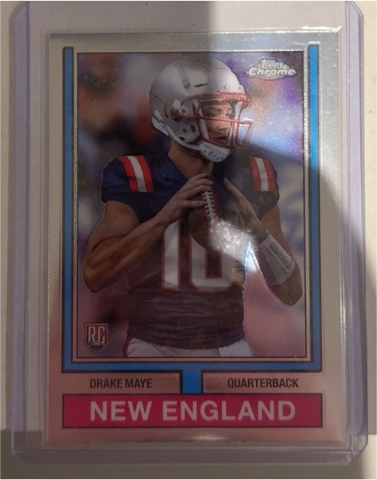 2024 Topps Chrome #74TF-3 Drake Maye 1974 Topps Football Refractor Rookie Card — front