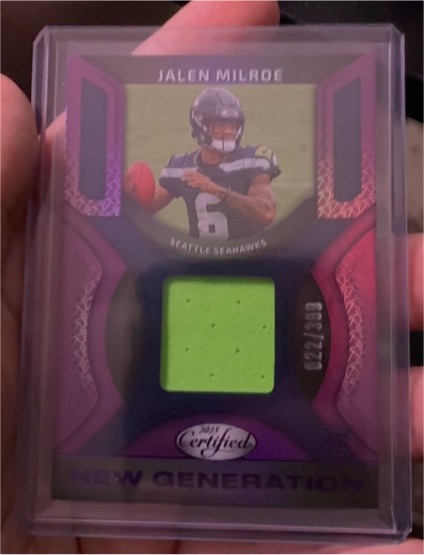 2025 Panini Certified New Generation Jerseys Mirror Purple Jalen Milroe #NGJ-JM — front