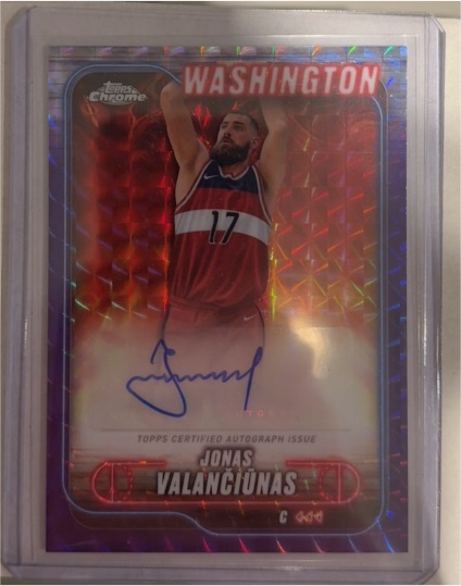 2024-25 Topps Chrome #TCA-JVA Jonas Valanciunas Purple Geometric Auto — front
