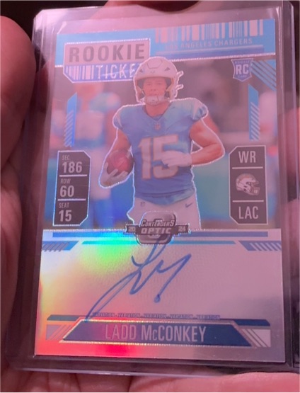 2024 Panini Contenders Optic #186 Ladd McConkey Rookie Ticket — front