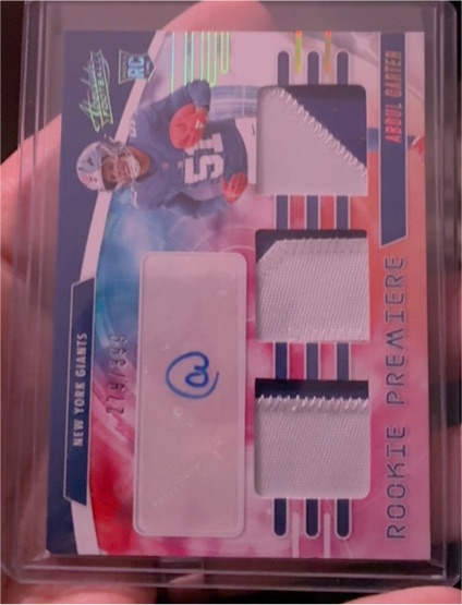 2025 Panini Origins #RPA Abdul Carter Rookie Premiere Patch Auto — front